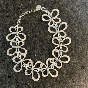 Elegant Silver Plated Floral Choker Necklace